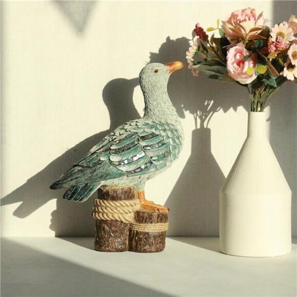 Standing Seagull Statue Decor Coastal Themed Decorative Sculpture Resin, 11'' - Picture 6 of 7
